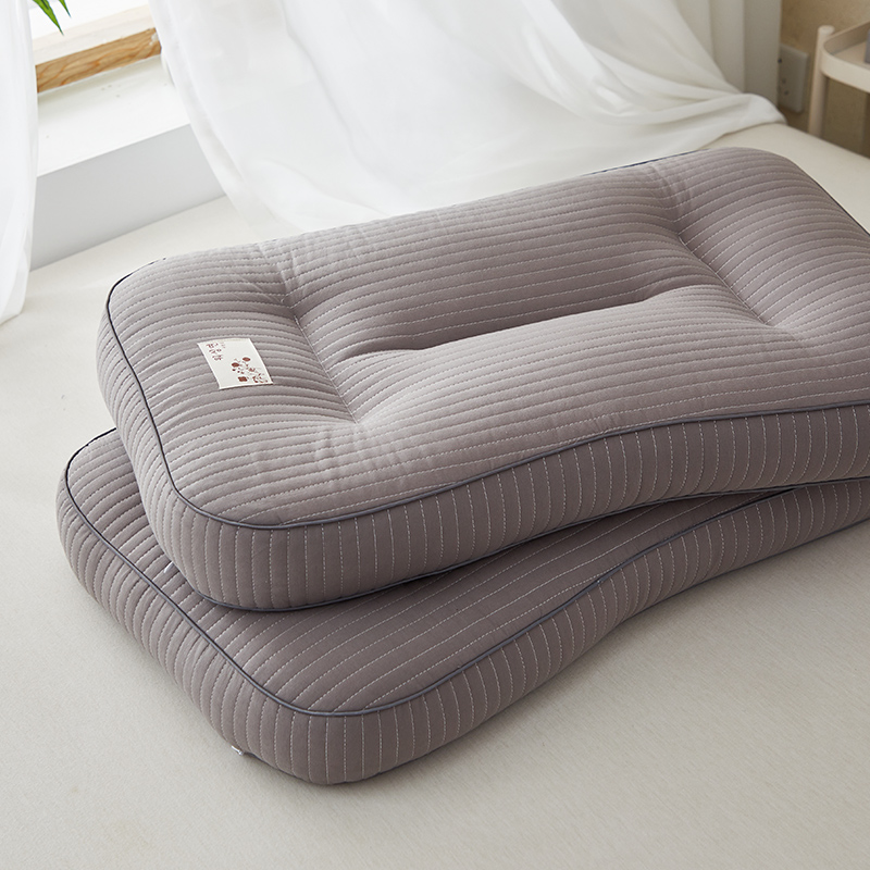2024新款全棉砂洗分区荞麦枕 枕头枕芯 40*60cm 全棉砂洗分区荞麦枕-M8灰【一对】