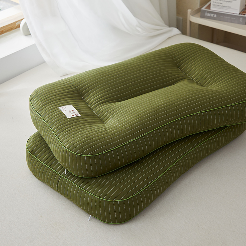 2024新款全棉砂洗分区荞麦枕 枕头枕芯 40*60cm 全棉砂洗分区荞麦枕-M8绿【一对】