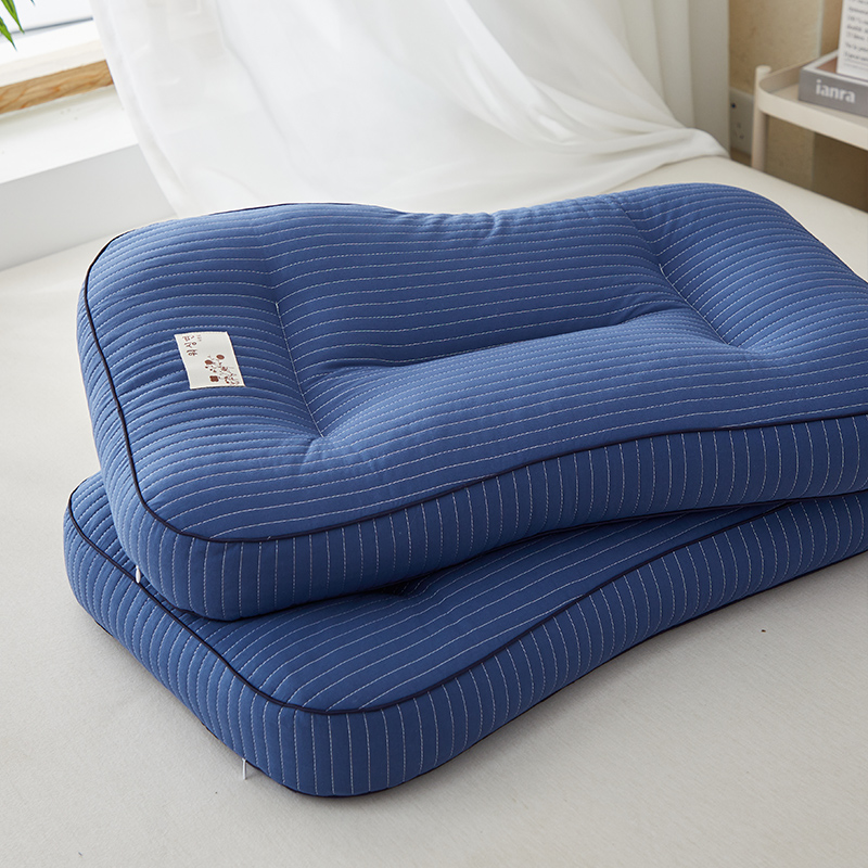 2024新款全棉砂洗分区荞麦枕 枕头枕芯 40*60cm 全棉砂洗分区荞麦枕-M8蓝【一对】
