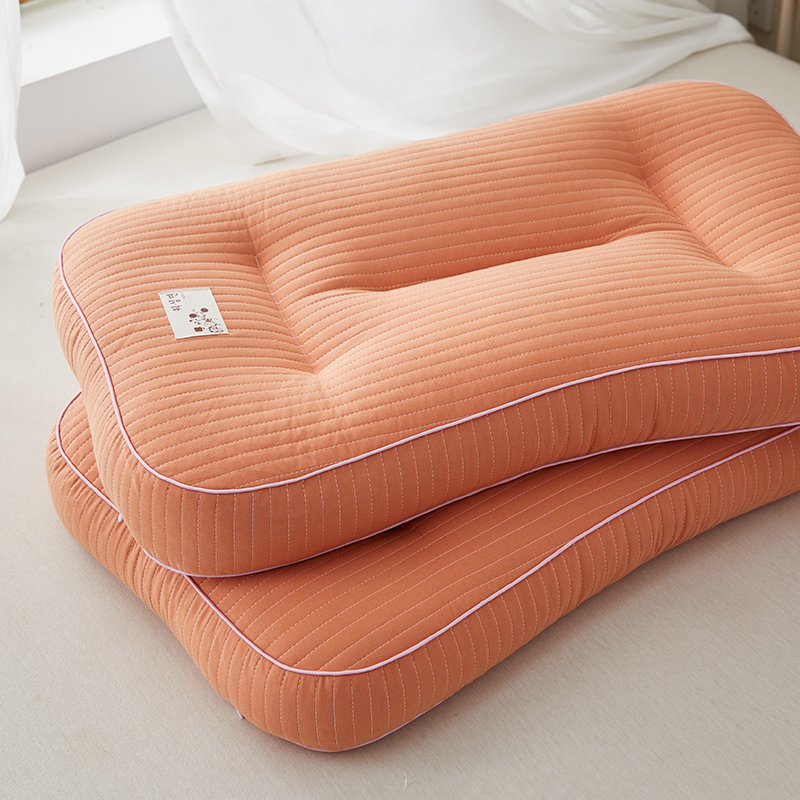 2024新款全棉砂洗分区荞麦枕 枕头枕芯 40*60cm 全棉砂洗分区荞麦枕-M8桔【一对】