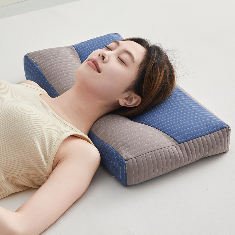 2024新款砂洗三维立体荞麦枕 枕头枕芯 32*50cm 砂洗三维立体荞麦枕-S5蓝【一对装】