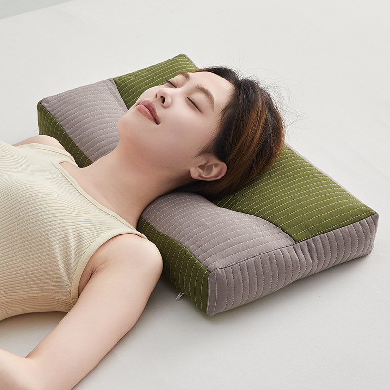 2024新款砂洗三维立体荞麦枕 枕头枕芯 32*50cm 砂洗三维立体荞麦枕-S5绿【一对装】