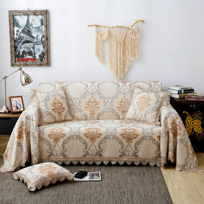 2023新款加厚雪尼尔提花沙发巾沙发垫系列-全盖款 150*180cm 歌莉娅-浅米