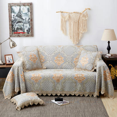 2023新款加厚雪尼尔提花沙发巾沙发垫系列-全盖款 150*180cm 歌莉娅-素灰