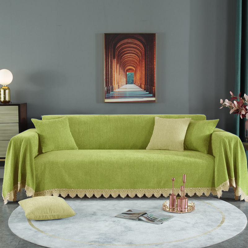 2023新款加厚雪尼尔提花沙发巾沙发垫系列-全盖款 150*180cm 圣蒂娜-果绿