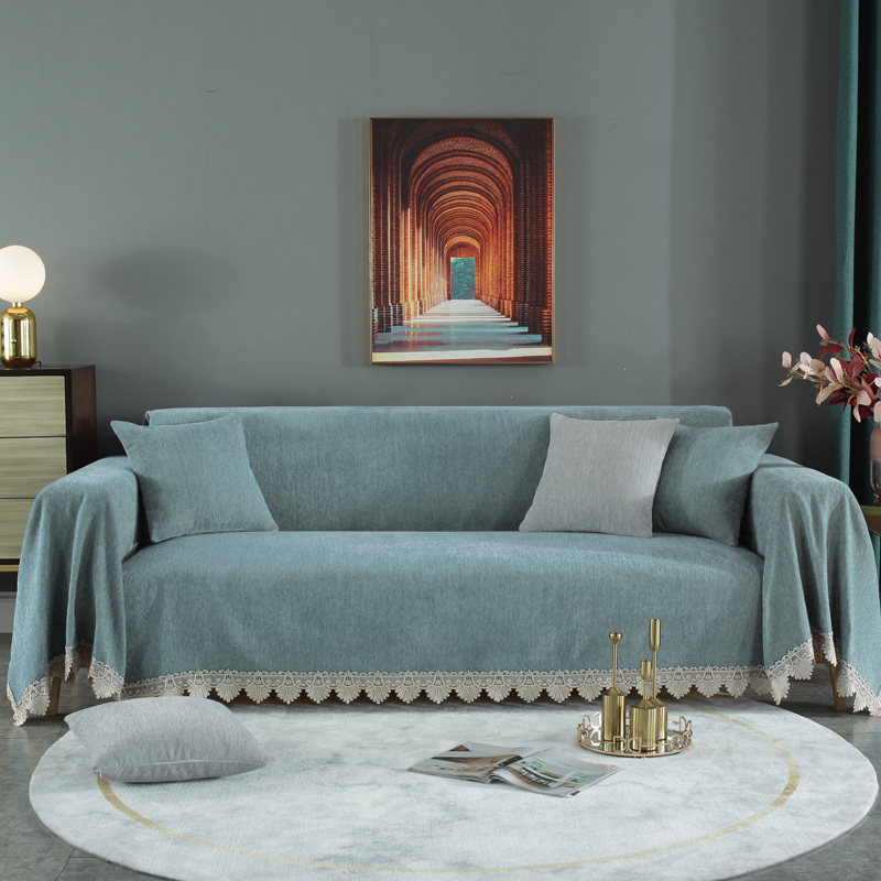 2023新款加厚雪尼尔提花沙发巾沙发垫系列-全盖款 150*180cm 圣蒂娜-蓝灰