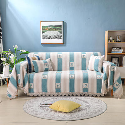 2023新款加厚雪尼尔提花沙发巾沙发垫系列-半盖款 90*160cm 贝加尔-蓝驼