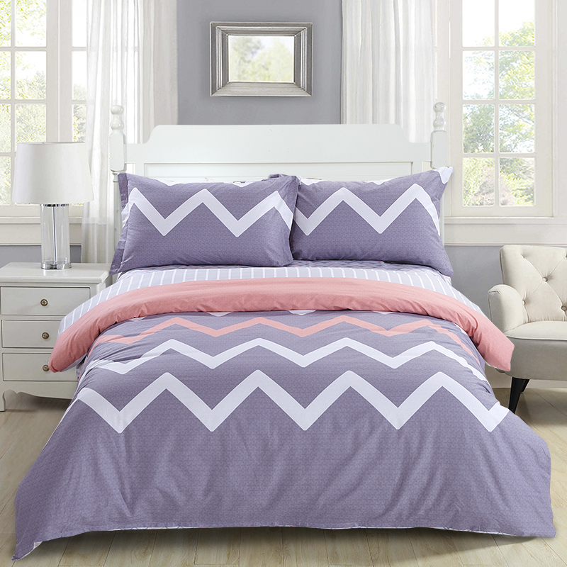 【银拾囯际家纺*倔老头蚕丝】2017宜家风喷气印花四件套13372纯棉四