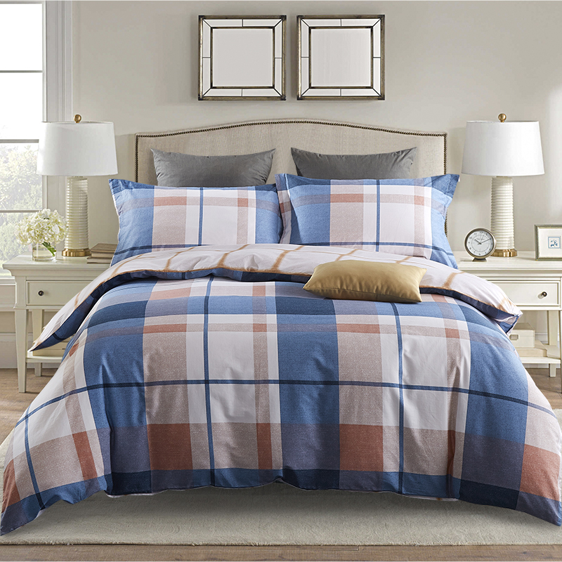 【银拾囯际家纺*倔老头蚕丝】2017宜家风喷气印花四件套13372纯棉四