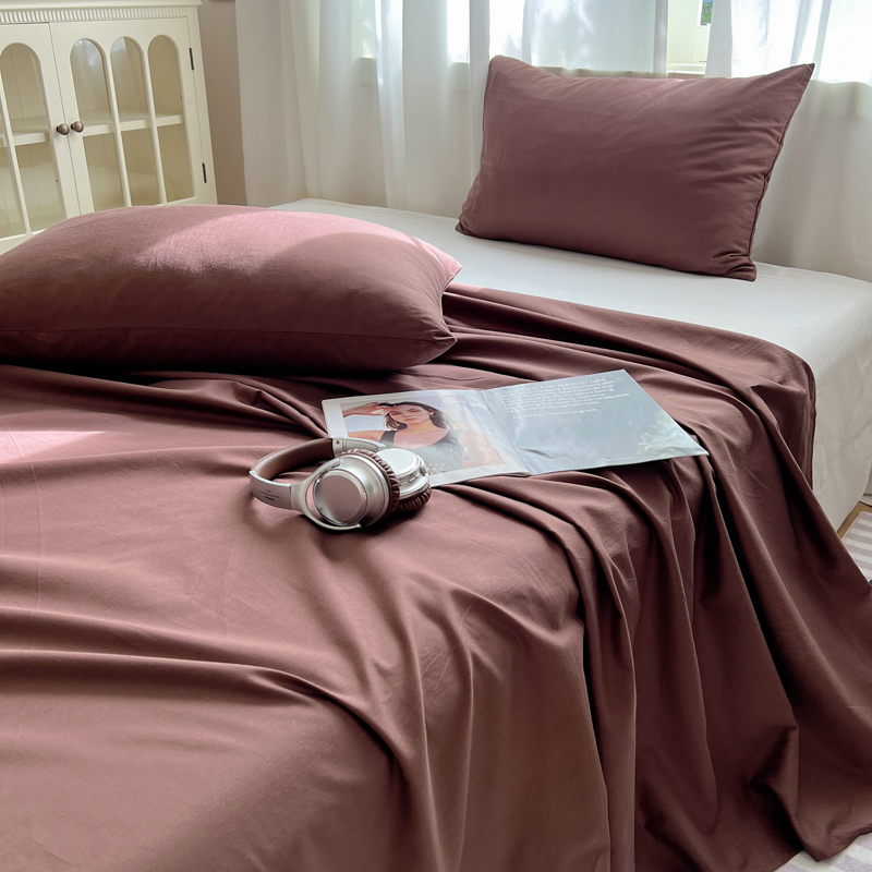2024新款全棉纯色单品系列-床单 160cmx230cm单床单 咖啡色