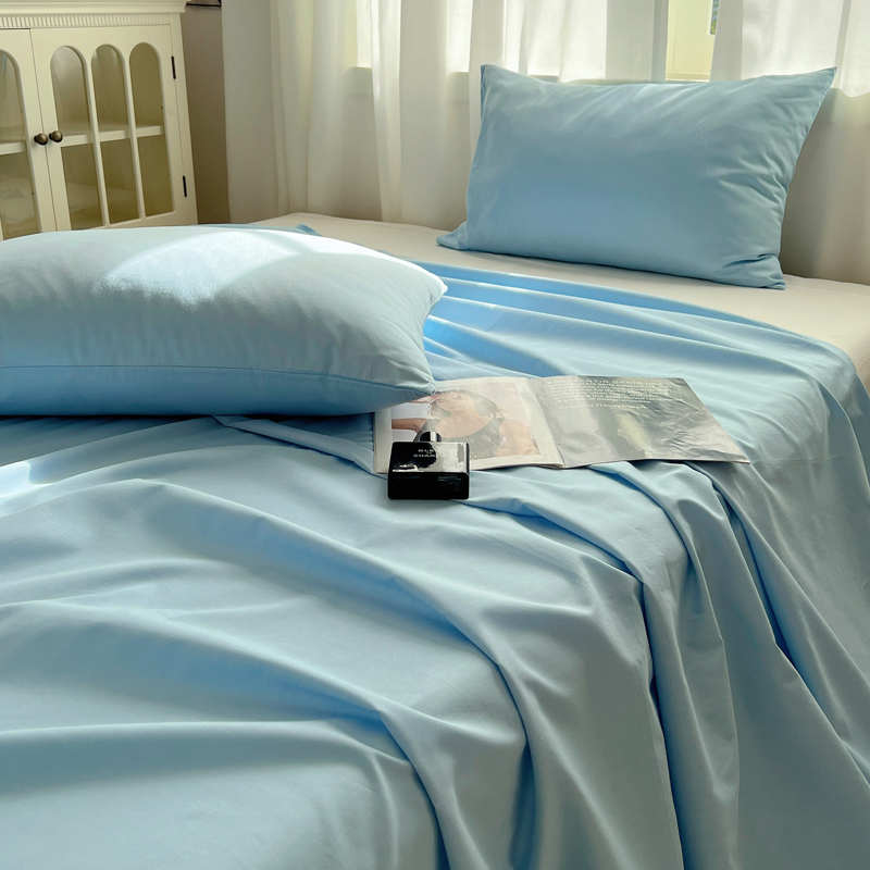 2024新款全棉纯色单品系列-床单 160cmx230cm单床单 蓝色
