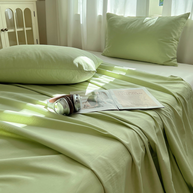 2024新款全棉纯色单品系列-床单 160cmx230cm单床单 绿色