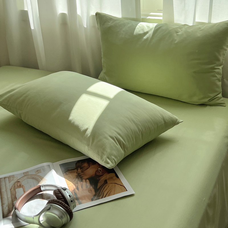 2024新款全棉纯色单品系列-枕套 48cmX74cm 绿色