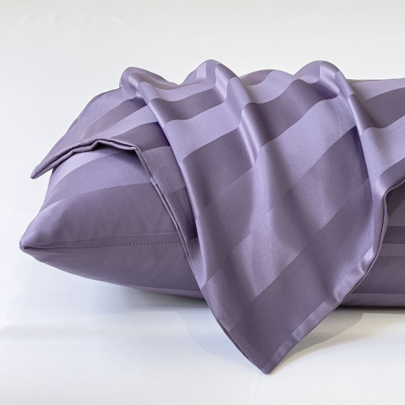 2024新款提花单品枕套 48cmX74cm 条纹提花紫色
