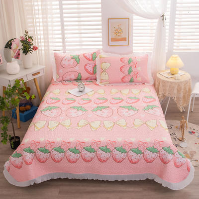 2023新款韩版仙女款亲肤棉床盖 单床盖200*230 甜蜜草莓