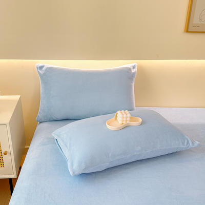 2023新款保暖高克重牛奶绒单品系列-单枕套（支持一件代发） 48*74cm一对枕套 宁静蓝枕套