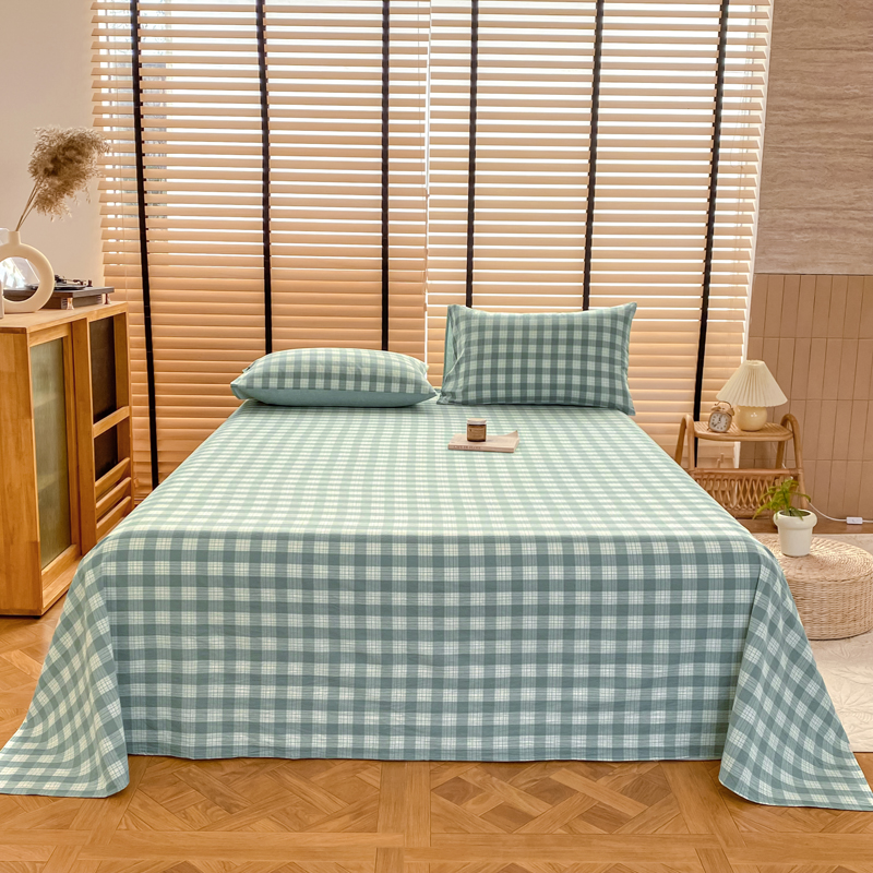 2024新款A类全棉色织水洗棉床单 单品系列（支持一件代发） 120*230cm单床单 欧时绿
