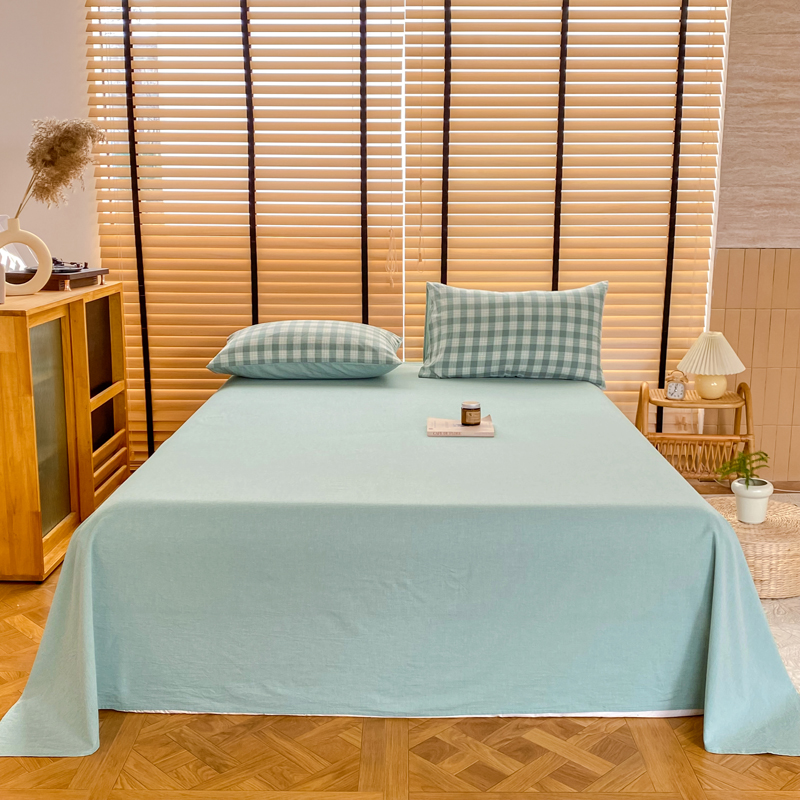 2024新款A类全棉色织水洗棉床单 单品系列（支持一件代发） 120*230cm单床单 宁静绿