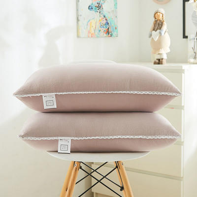 2023新款日式花边水洗枕（羽丝绒软枕）枕芯 咖色