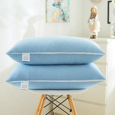 2023新款日式花边水洗枕（羽丝绒软枕）枕芯 蓝色