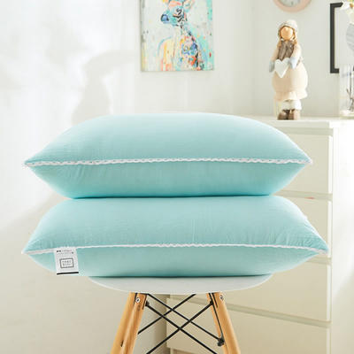 2023新款日式花边水洗枕（羽丝绒软枕）枕芯 水绿