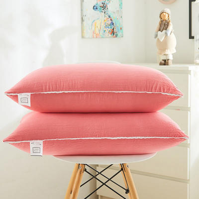 2023新款日式花边水洗枕（羽丝绒软枕）枕芯 西瓜红