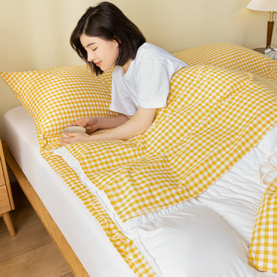 2023新款全棉隔脏旅行酒店睡袋系列 黄小格100*210cm