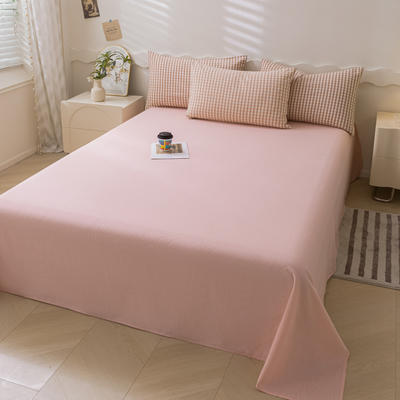 2023新款全棉色织极简风系列单品纯色床单 120*230cm单床单 粉+粉小格