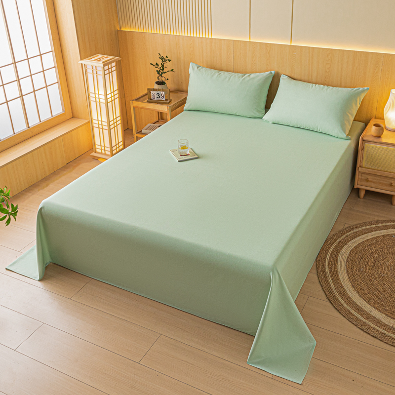 2024新款A类全棉印花老粗布床单 床单160cmx230cm 月白-绿