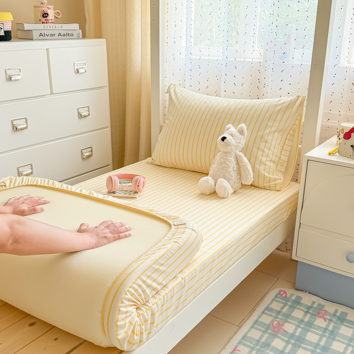 2025新款全棉磨毛加厚A版床笠--线素系列