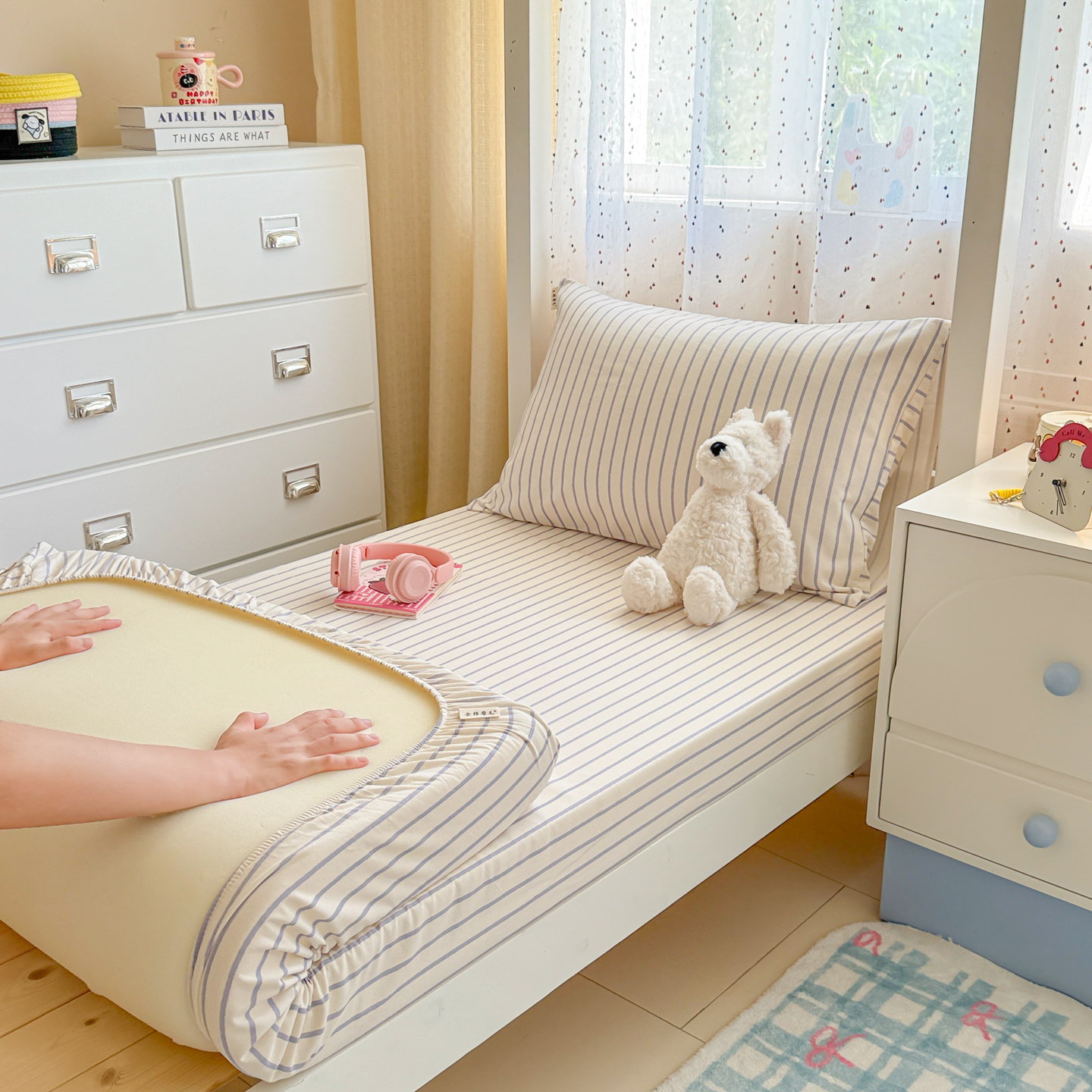 2025新款全棉磨毛加厚A版床笠--线素系列