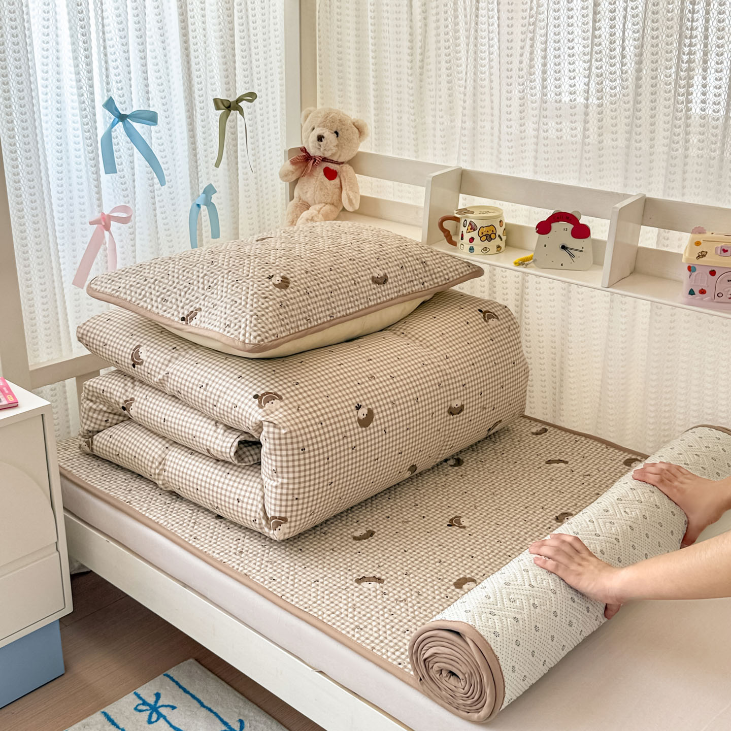 2025新款40支12868全棉夹棉床盖套件三件套