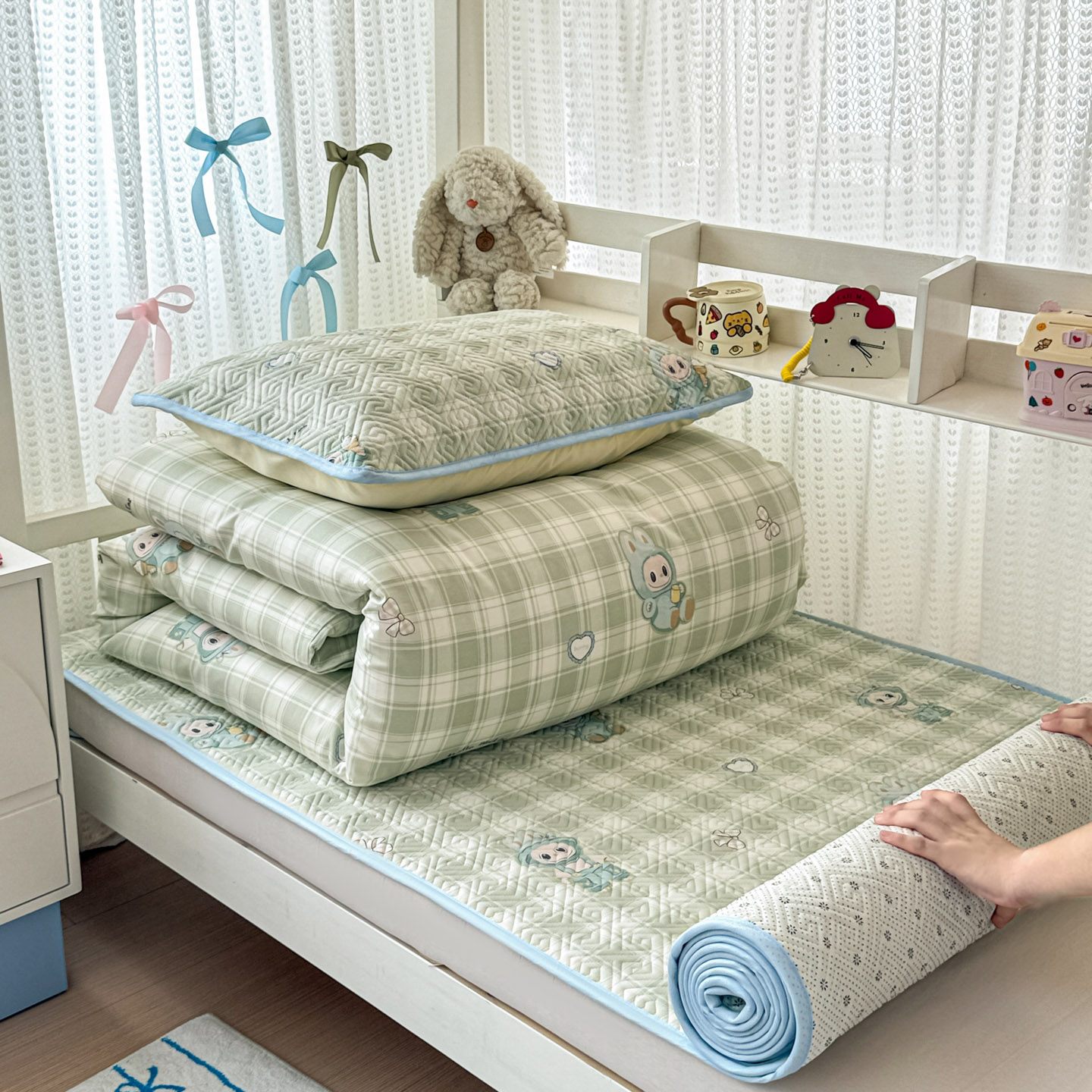 2025新款40支12868全棉夹棉床盖套件三件套