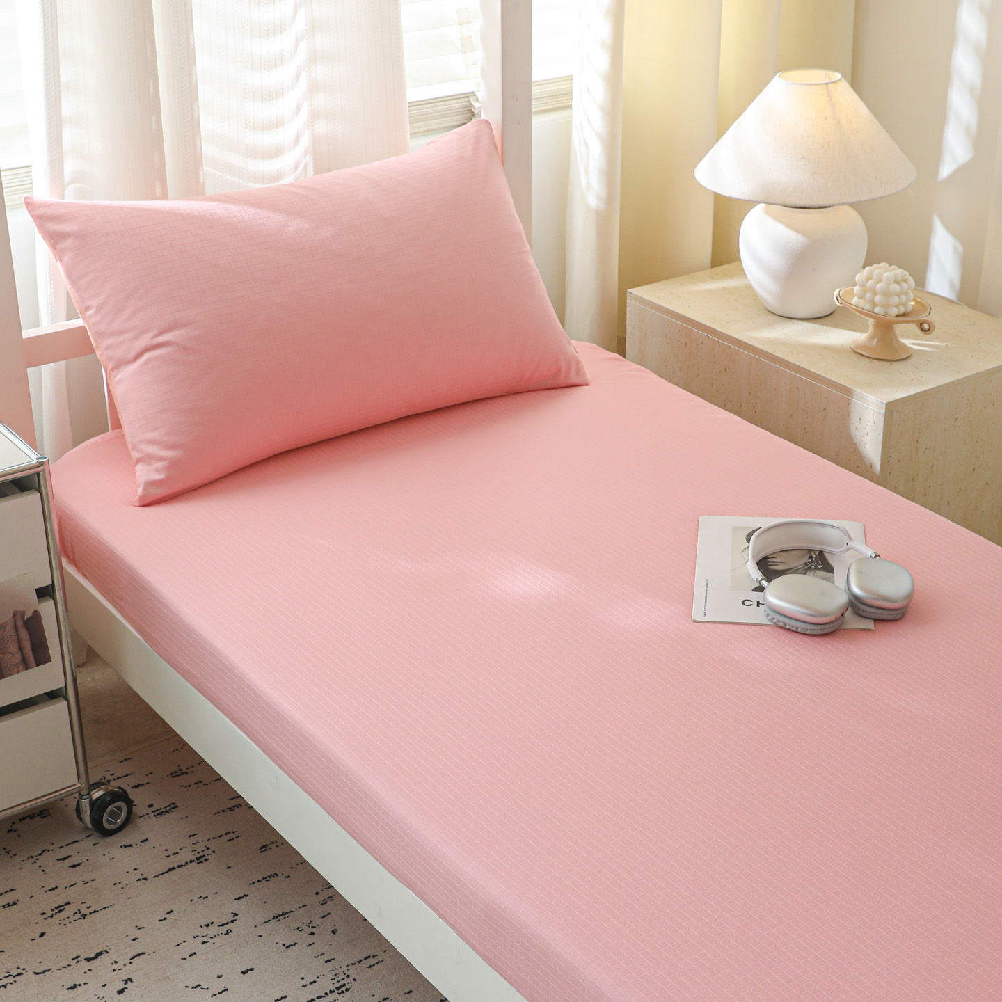 2025新款60支贡缎提花A版纯棉床笠