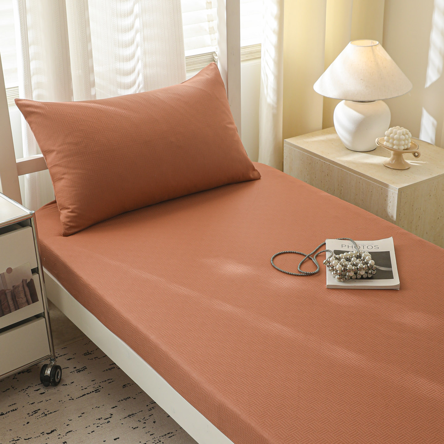 2025新款60支贡缎提花A版纯棉床笠