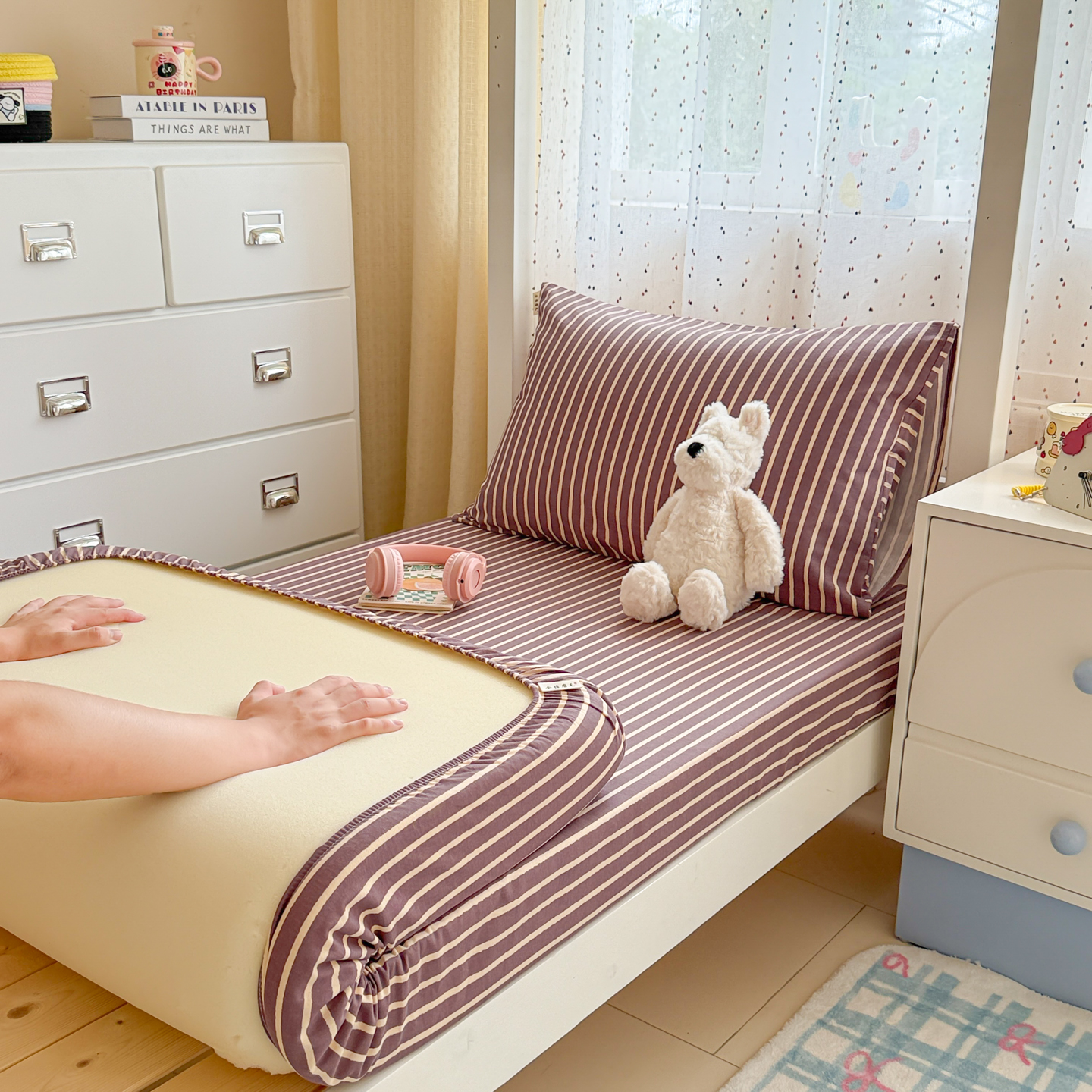 2025新款全棉磨毛加厚A版床笠--线素系列