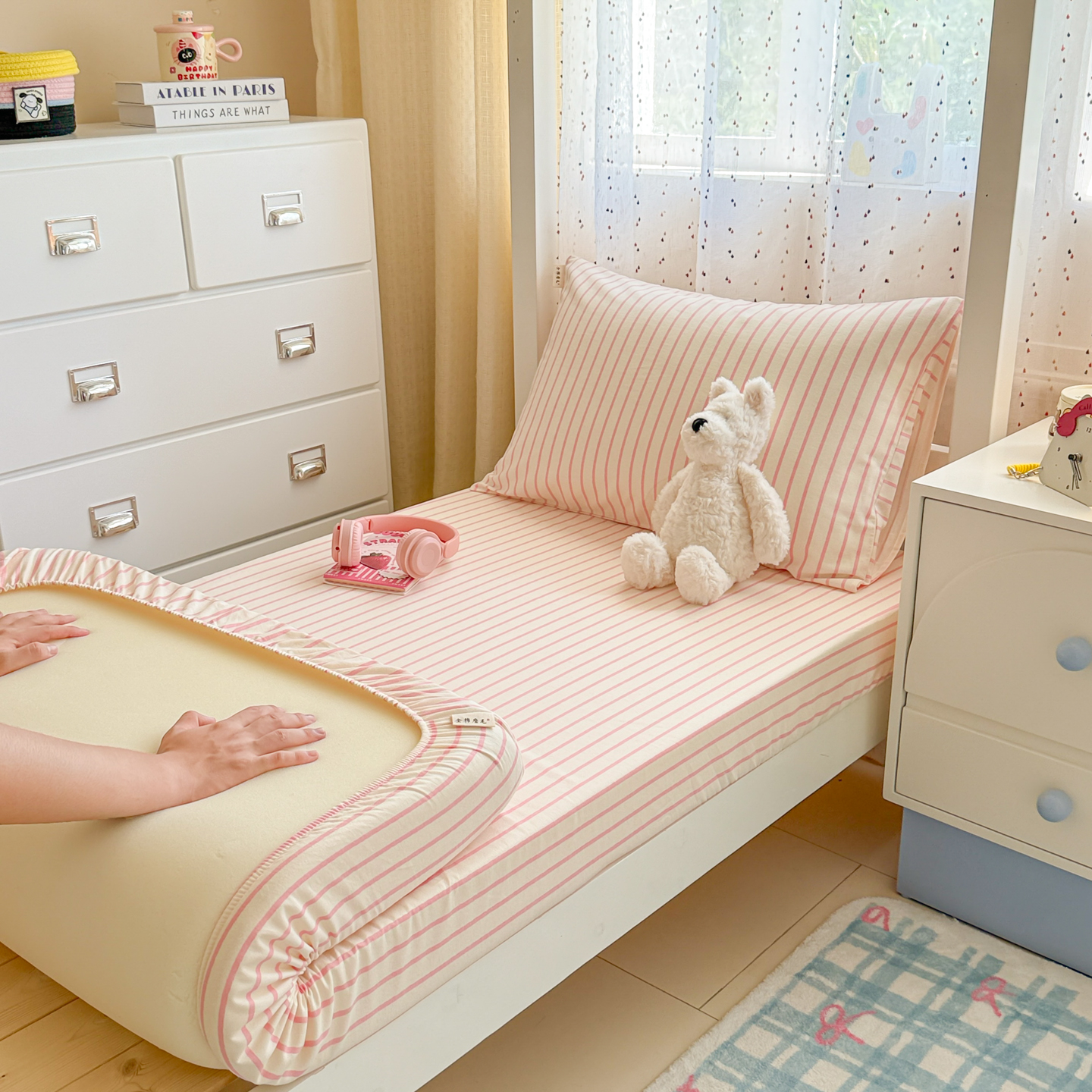 2025新款全棉磨毛加厚A版床笠--线素系列