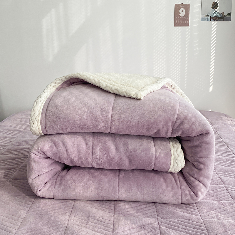 2022新款三层加厚牛奶绒羊羔绒舒适系列毛毯毯子 120*200cm 舒适 淡紫