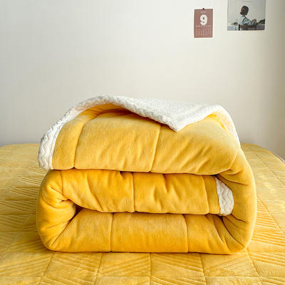 2022新款三层加厚牛奶绒羊羔绒舒适系列毛毯毯子 120*200cm 舒适 暖黄