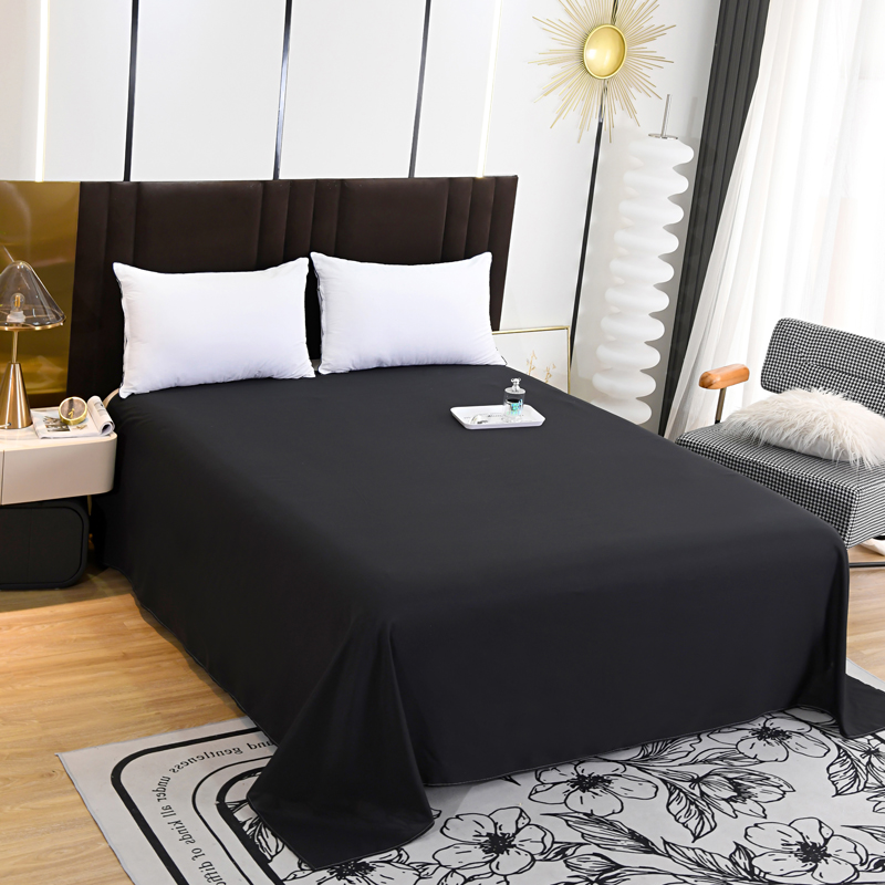 2023新款亲肤水洗棉纯色系列单床单风格一 120*210cm单床单 黑色