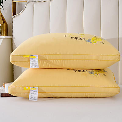 2022新款全棉提花柠檬果C枕枕头枕芯48*74/个 黄色