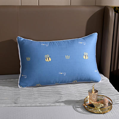2022新款全棉羽丝绒枕头枕芯系列--蜜蜂 蜜蜂-蓝色
