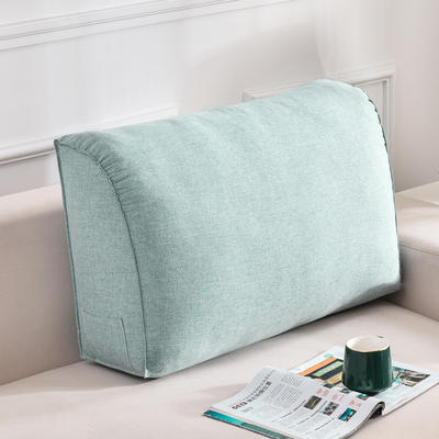 2023新款棉麻曲线45高款式高密沙发床头靠枕舒适靠垫 60*45*20cm 复古茶叶绿