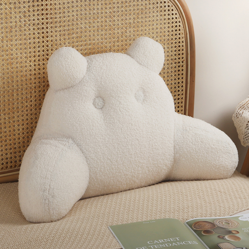 2024新款泰迪绒小奶熊靠枕家用沙发靠垫抱枕 宽75*高45cm 泰迪小奶熊奶油白