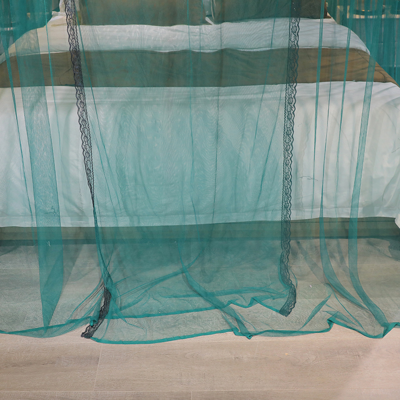新款刺绣伸缩支架蚊帐 1.5*2.0米 刺绣自由伸缩绿