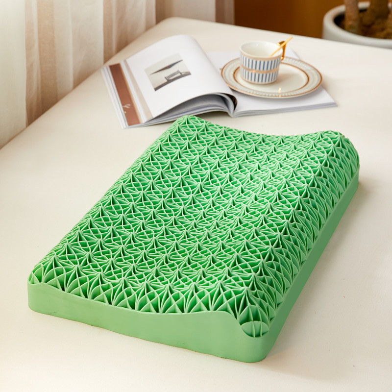 2024新款 tpe无压枕果胶枕可水洗枕芯助眠防螨-菱形款 48*74 绿色成人菱形