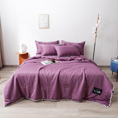 2021新款水洗真丝小毛球工艺床裙款夏被四件套  网红直播款 150x200cm单夏被 魅力紫