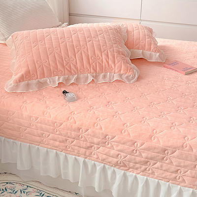 2022新款牛奶绒夹棉床盖-爱丽丝系列 床盖250X255三件套 床盖-爱丽丝--粉色绒