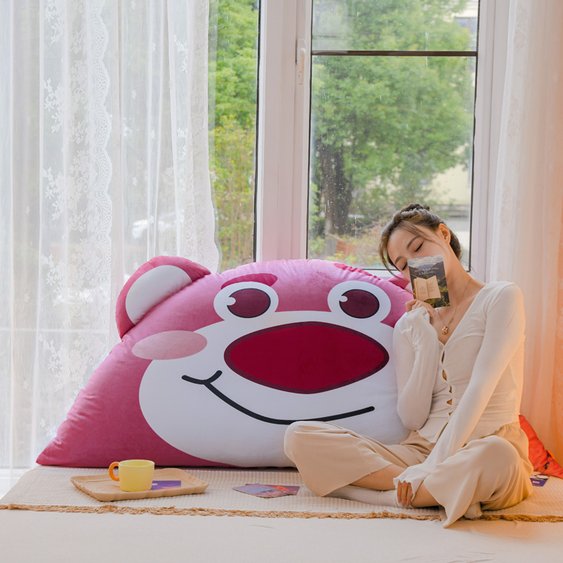 2023新款迪士尼草莓熊卡通抱枕网红床头靠垫软包大靠背 长120高60cm 调皮草莓熊