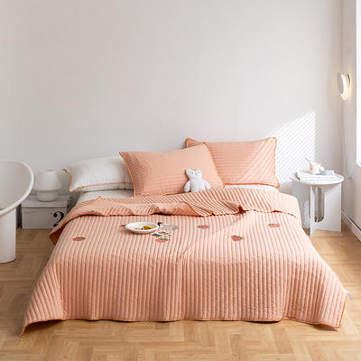 2021新款全棉清新风床盖套装 2.0*2.3m床盖+两只枕套 草莓床盖（浅粉